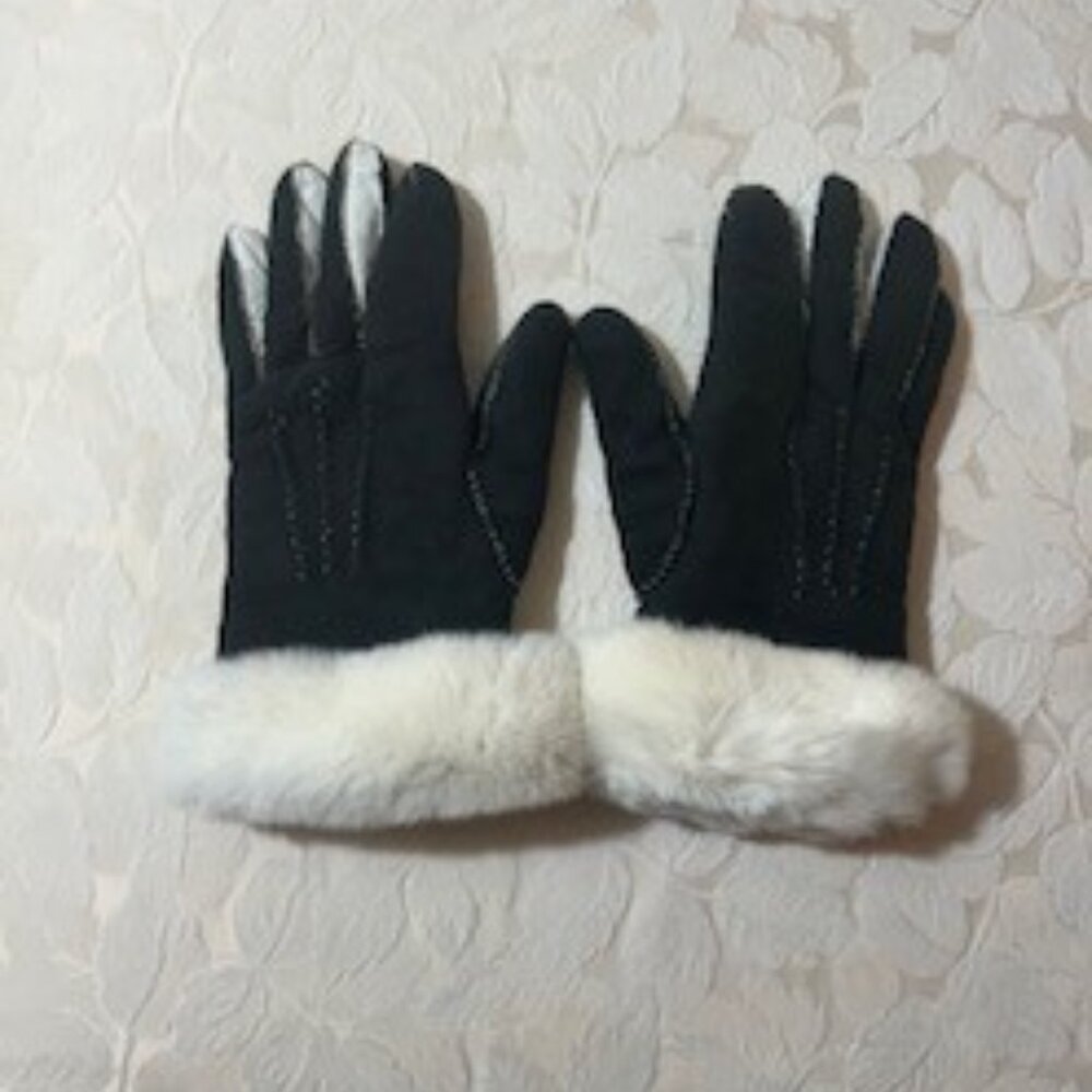 Gala Gloves Italian Black Reversed Lambskin Gloves - Size 7